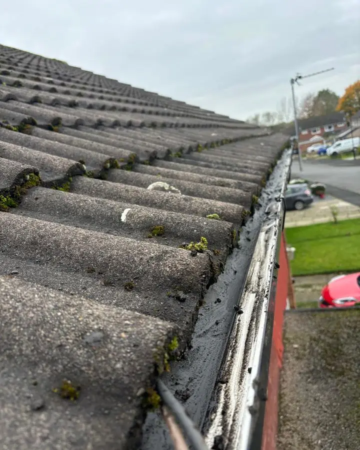 The same gutter cleared and flowing after cleaning by Your Gutter Care
